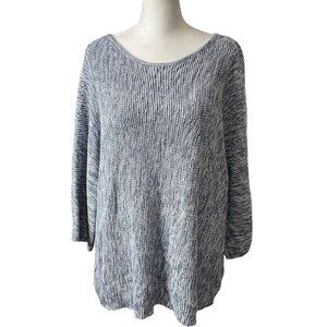 H&M Size M Women's Oversized Sweater Pullover Knit Blue 3/4 Sleeve